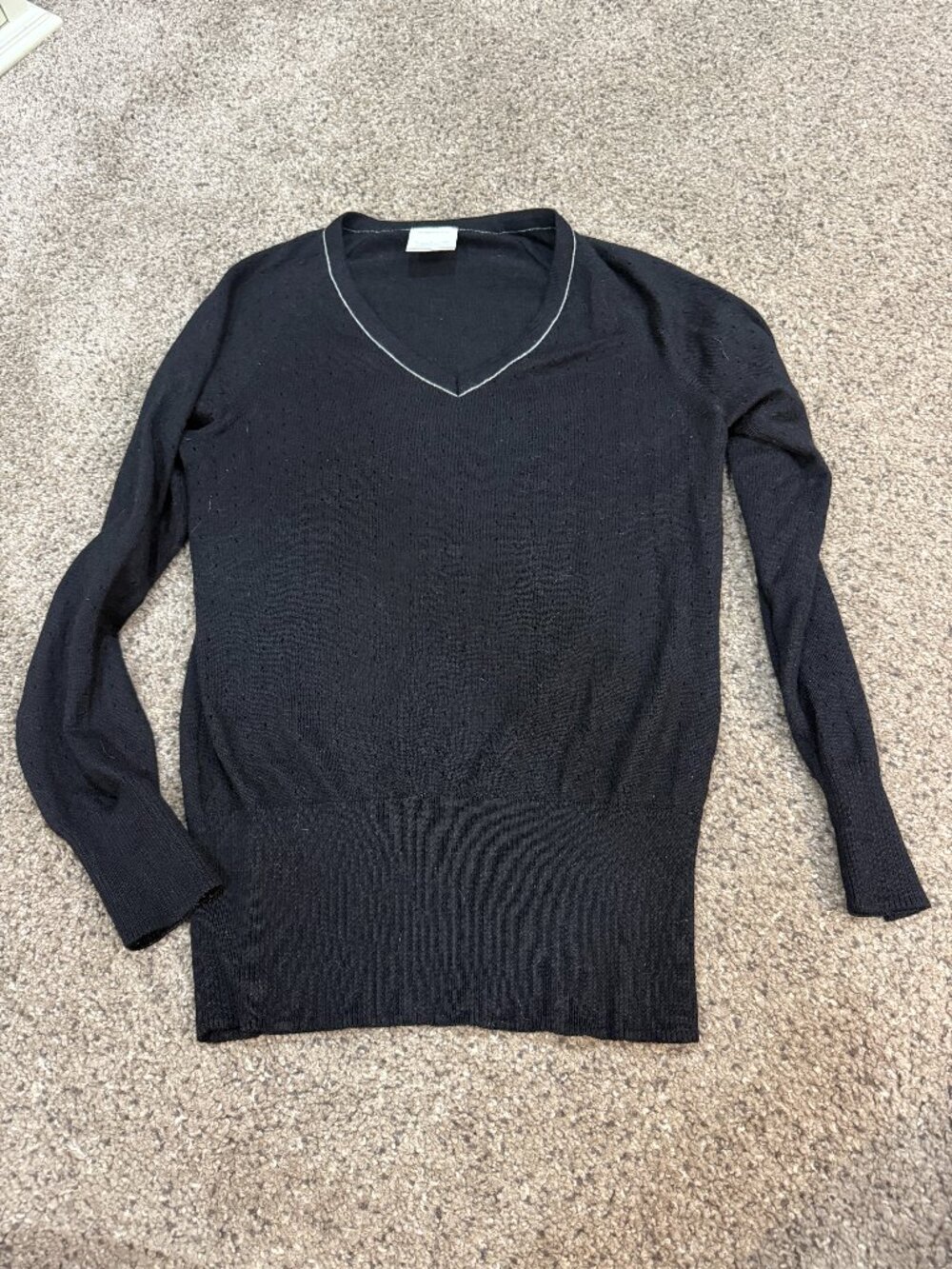 Nike Golf Women’s Small Black V-Neck Wool Blend Sweater Raglan Sleeve